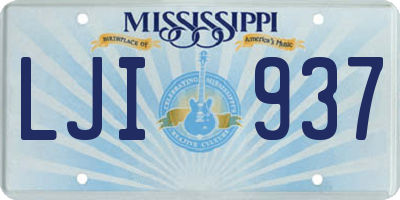 MS license plate LJI937