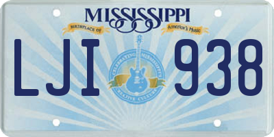 MS license plate LJI938