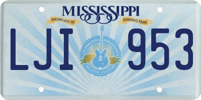MS license plate LJI953