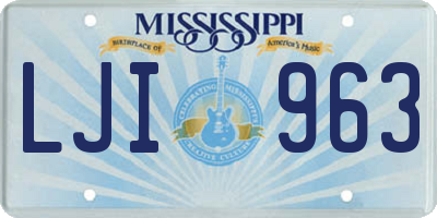 MS license plate LJI963