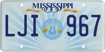 MS license plate LJI967