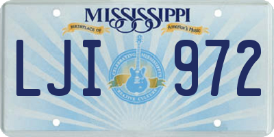 MS license plate LJI972