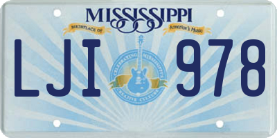 MS license plate LJI978