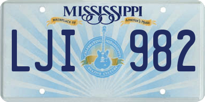 MS license plate LJI982