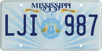 MS license plate LJI987