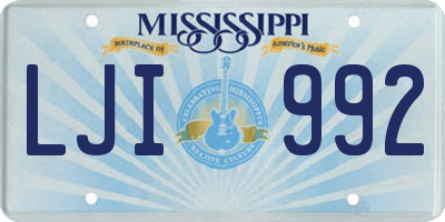 MS license plate LJI992