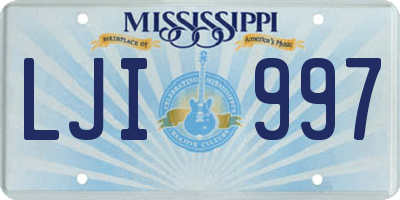 MS license plate LJI997