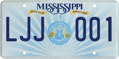 MS license plate LJJ001