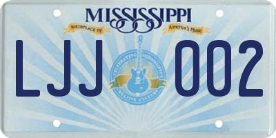 MS license plate LJJ002