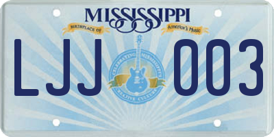MS license plate LJJ003
