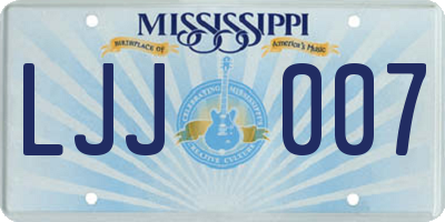 MS license plate LJJ007