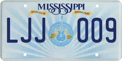 MS license plate LJJ009