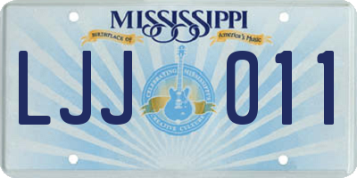 MS license plate LJJ011