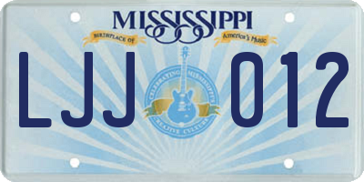 MS license plate LJJ012
