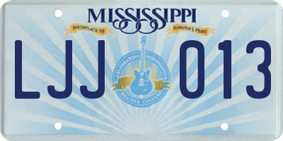 MS license plate LJJ013