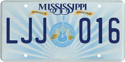 MS license plate LJJ016