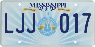 MS license plate LJJ017