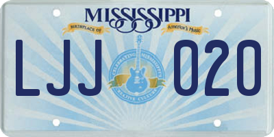 MS license plate LJJ020
