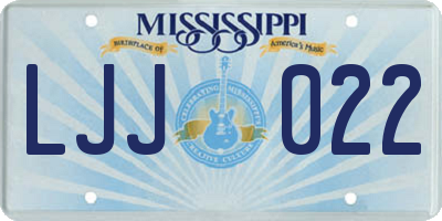MS license plate LJJ022
