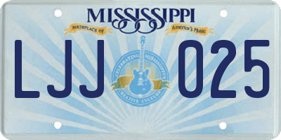 MS license plate LJJ025