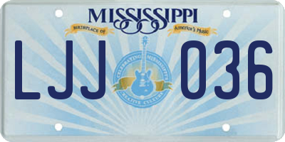 MS license plate LJJ036