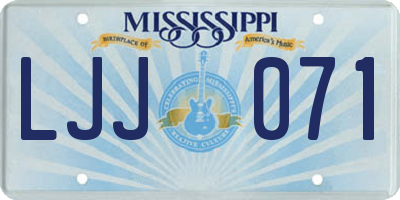 MS license plate LJJ071