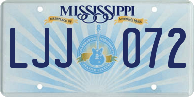 MS license plate LJJ072