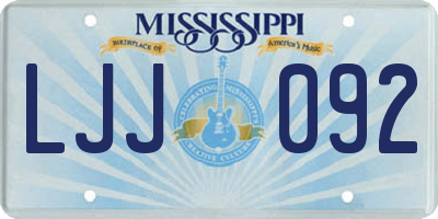 MS license plate LJJ092