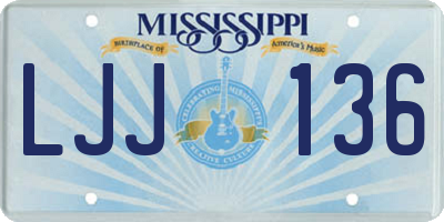 MS license plate LJJ136