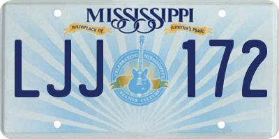MS license plate LJJ172