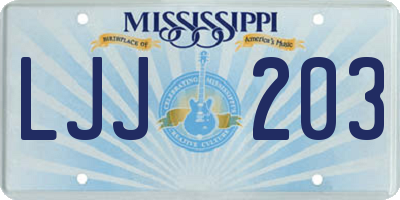 MS license plate LJJ203