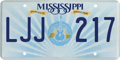 MS license plate LJJ217