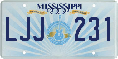 MS license plate LJJ231