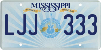 MS license plate LJJ333