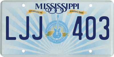 MS license plate LJJ403
