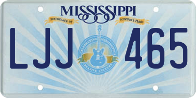 MS license plate LJJ465