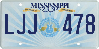 MS license plate LJJ478