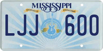 MS license plate LJJ600
