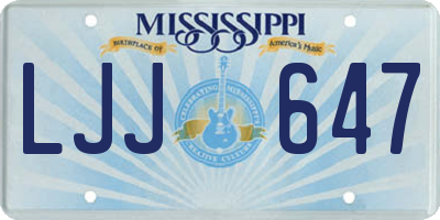 MS license plate LJJ647