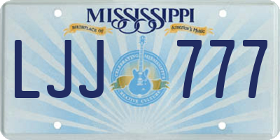 MS license plate LJJ777