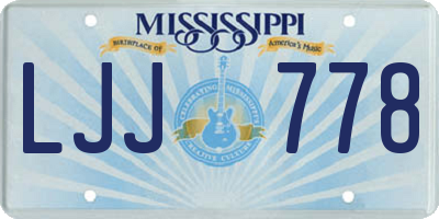 MS license plate LJJ778