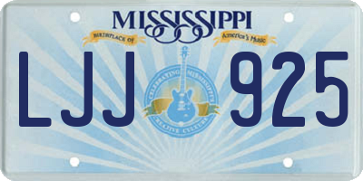 MS license plate LJJ925