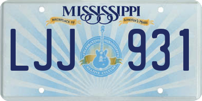 MS license plate LJJ931