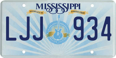 MS license plate LJJ934