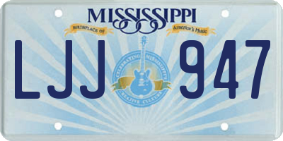 MS license plate LJJ947