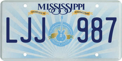 MS license plate LJJ987