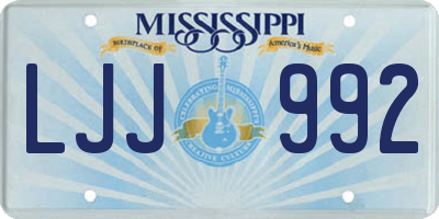 MS license plate LJJ992
