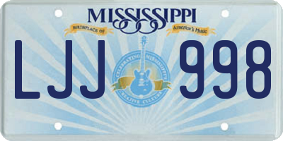 MS license plate LJJ998
