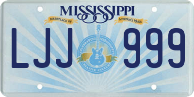 MS license plate LJJ999