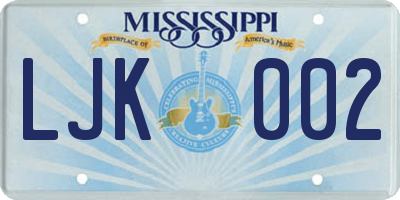 MS license plate LJK002